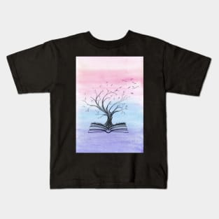 Mystical Tree Growing from an Opened Book Kids T-Shirt